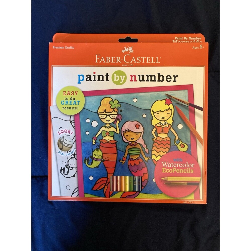 Faber-Castell Paint By Number Kit | Mermaid Theme | Includes Watercolor Pencils